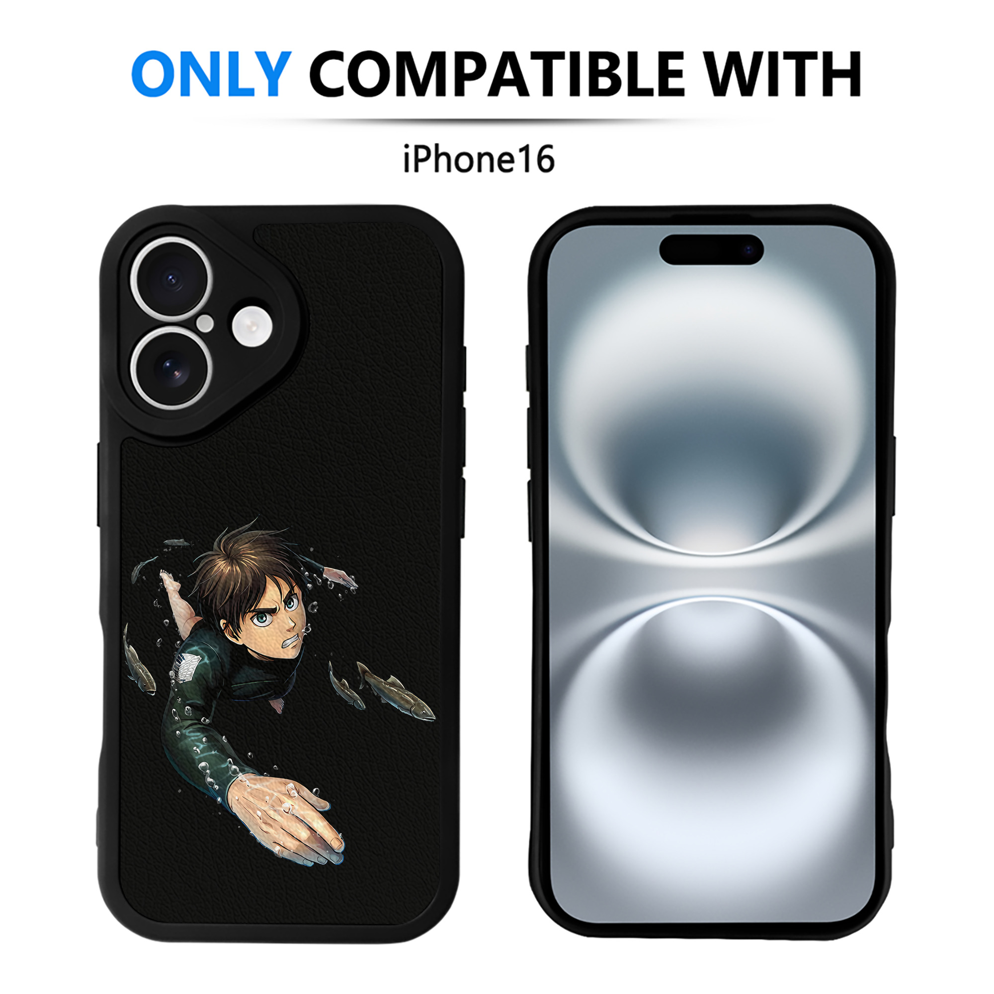 （画像用） 進撃の巨人 エレン･イェーガー Attack on Titan Eren Jäger 【iPhone 16シリーズ対応】シリコンスマホケース（レザー調） 材質：シリコン